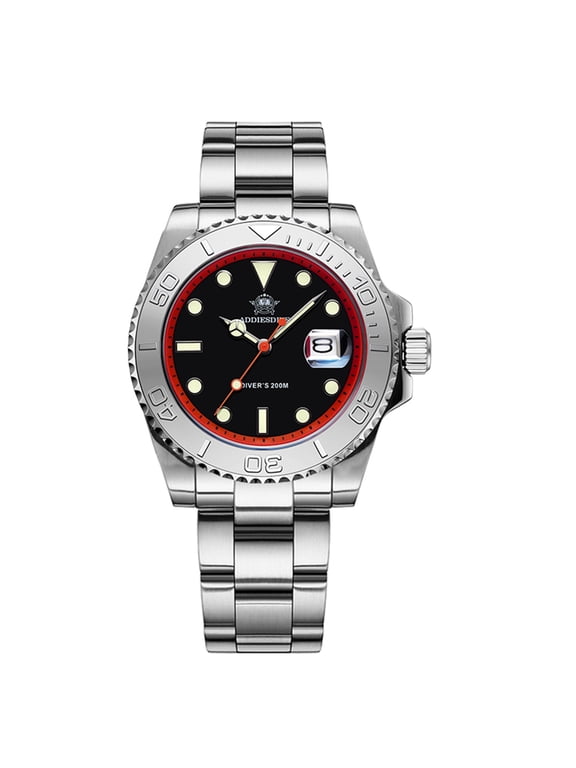 Men’s Dive Watch 200m Waterproof - Japanese Quartz Movement, Stainless Steel with Ceramic Bezel & Super Luminous BGW9 Dive Watch for Men
