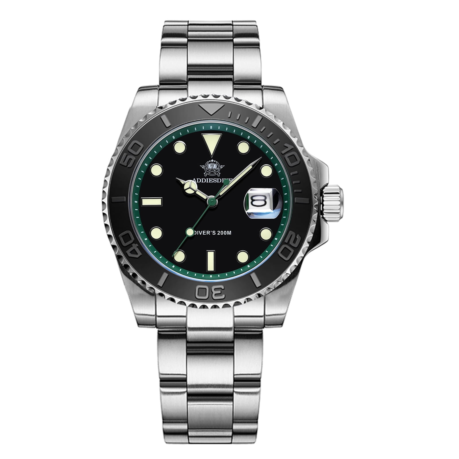 ADDIESDIVE Men’s Watch Diver 200m Waterproof - Japanese Quartz Movement, Stainless Steel with Ceramic Bezel & Super Luminous BGW9 Dive Watch for Men