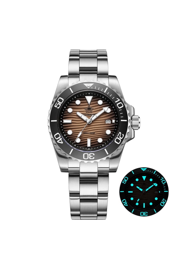 Men's Dive Watch, Analog Quartz Watch 200M Waterproof with Japanese 2115 Movement, BGW9 Luminous, 316L Stainless Steel Diver Watch