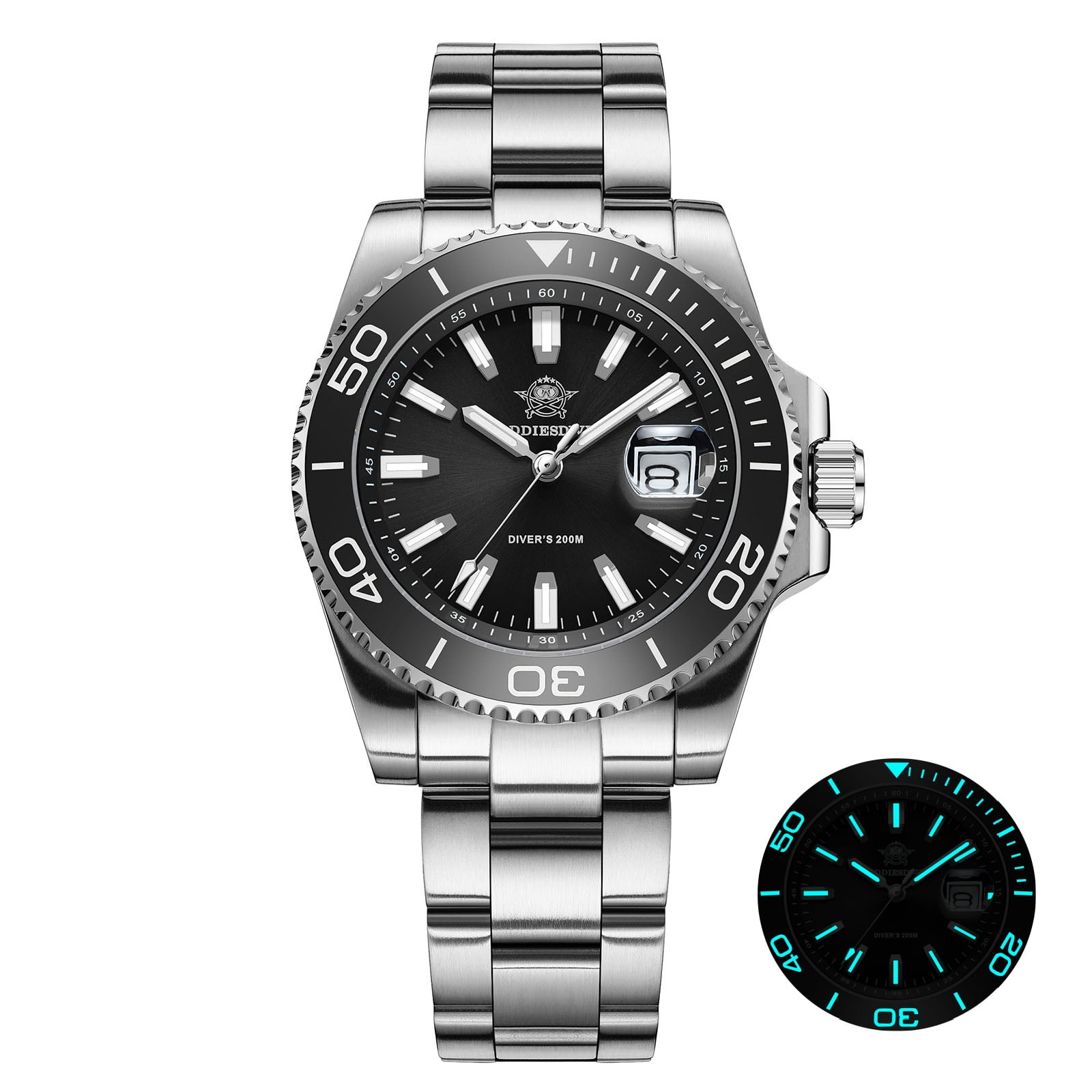 ADDIESDIVE Men's Dive Watch Stainless Steel Analog Quartz Watch with Ceramic Bezel, Japanese Movement, Date, 200M Water Resistant AD2510