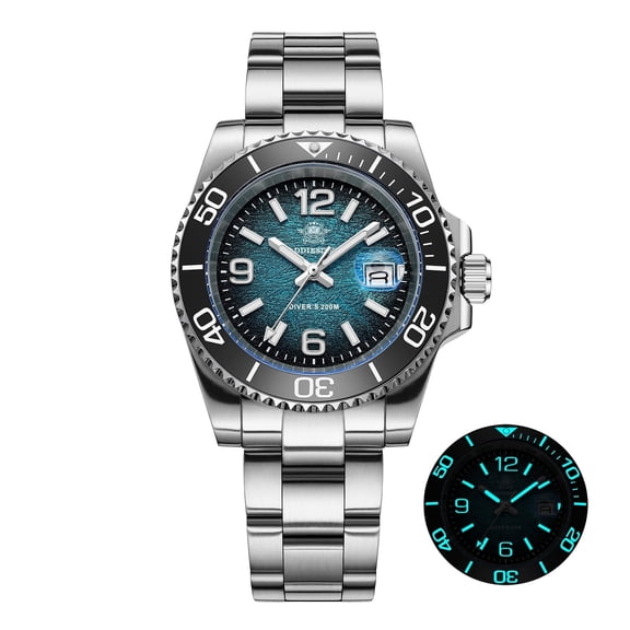 ADDIESDIVE Men's Diver Watch 41mm Japanese Quartz Movement Watch,200M Waterproof, Luminous Rotating Bezel, Stainless Steel Band
