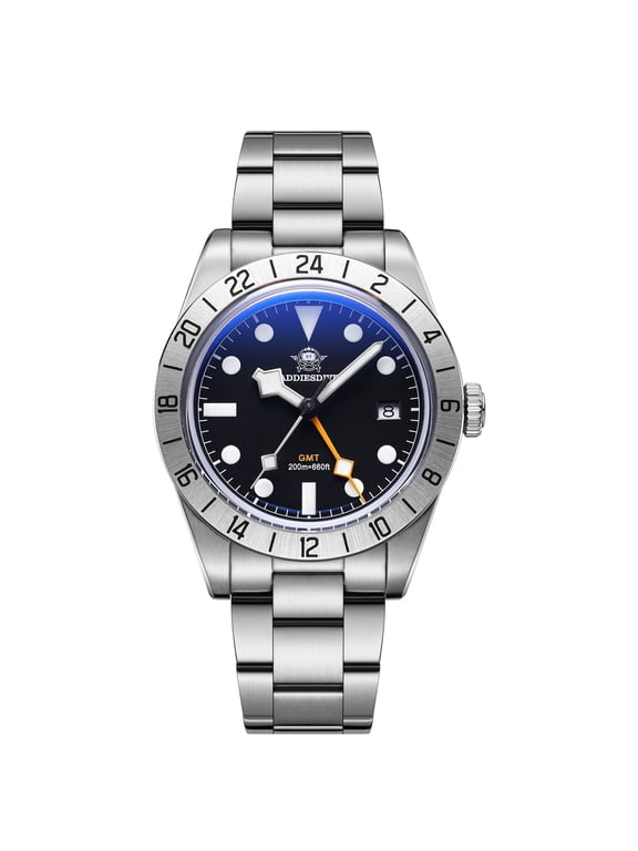 Men's GMT Watch Swiss Quartz, 200M Waterproof, Stainless Steel, BGW9 Luminous 39mm Diver Waches for Travel/Busines
