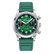 ADDIESDIVE Mens Chronograph Dive Watch 100M, Luminous 38mm Stainless Steel Panda Dial Quartz Analog Watches, Fluororubber Strap