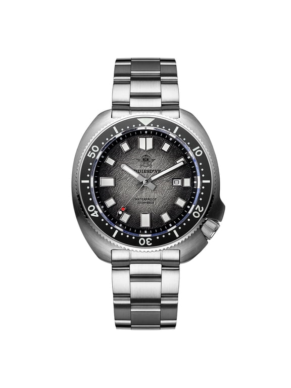 Men's Luxury Dive Watch, 200M Waterproof Synthetic Sapphire Crystal Ceramic Bezel Watch, Japanese Quartz Movement, Blue Luminous, Stainless Steel