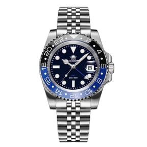 ADDIESDIVE Men’s GMT Watch 40mm Swiss Quartz Dual Time 200M Waterproof Stainless Steel Wrist Watch Gift for Men
