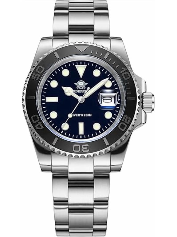 Men's Professional Quartz Watch 200M Water Resistance Diver Watches BGW9 Luminous Analog Watches for Swimming & Snorkeling, Black