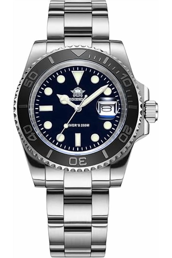 Men's Professional Quartz Watch 200M Water Resistance Diver Watches BGW9 Luminous Analog Watches for Swimming & Snorkeling, Black