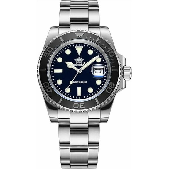 ADDIESDIVE Men's Professional Quartz Watch 200M Water Resistance Diver Watches BGW9 Luminous Analog Watches for Swimming & Snorkeling, Black