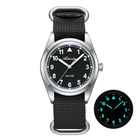 ADDIESDIVE Men's Quartz Watch, 36mm Military Style Analog Watch with 100M Water Resistant Stainless Steel Case