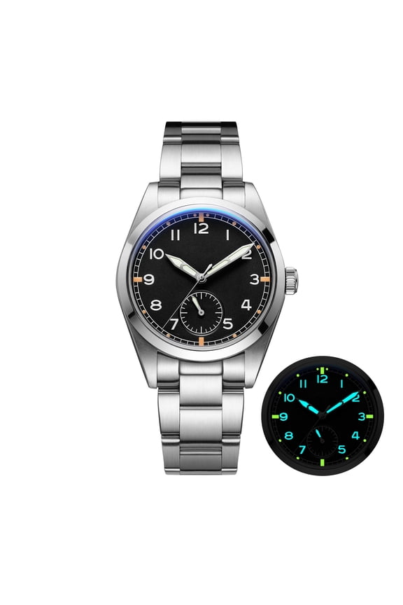 Men's Quartz Watch, 36mm Vintage Analog Watch with Japanese Sweep Second Movement, 100M Water Resistant, Super Luminous Stainless Steel