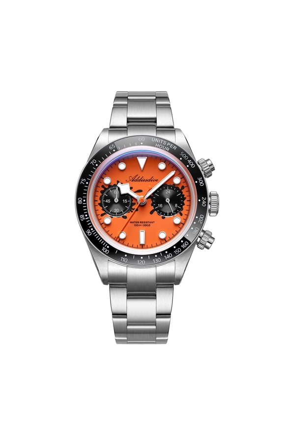 Men's Watch AD2520 VK64 Quartz Chronograph 100m Dive Watch K1 Hardened Mineral Glass Bubble Mirror BGW9 Luminous Hour Markers