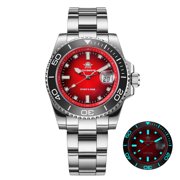ADDIESDIVE Mens Watch Dive Watch with Ceramic Bezel, 316L Stainless Steel, Japanese Quartz Movement, 200M Water Resistant, Luminous, Red
