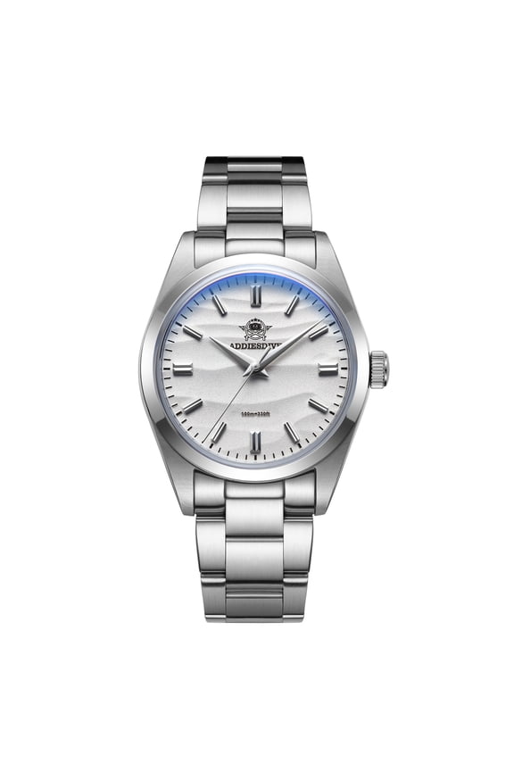 Men's Watch, Japanese Quartz Movement, 100m Water Resistant Dive Watch with 316L Stainless Steel, White Dial, AD2030