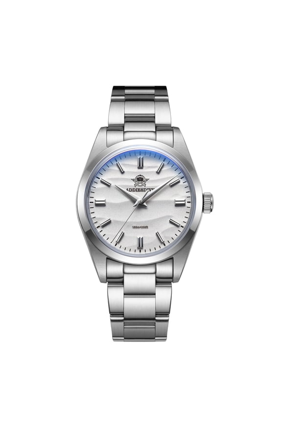 Men's Watch, Japanese Quartz Movement, 100m Water Resistant Dive Watch with 316L Stainless Steel, White Dial, AD2030
