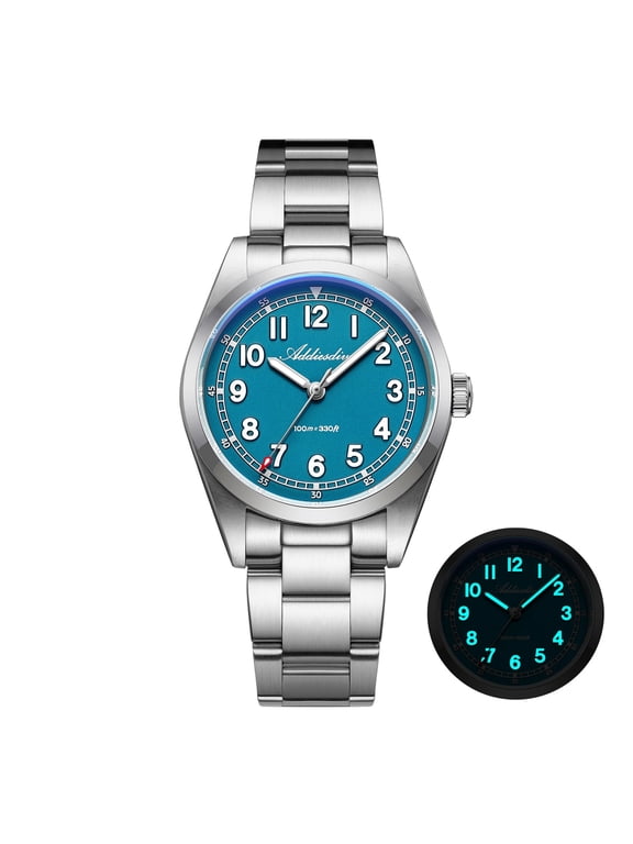 Men's Watch with Japanese Quartz Movement, 100m Waterproof Analog Dive Watch for Men, 316L Stainless Steel & Synthetic Sapphire Crystal, BGW9 Luminous, AD2521 Blue