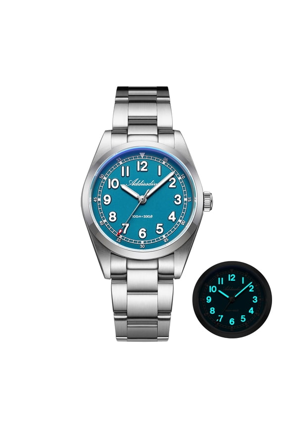 Men's Watch with Japanese Quartz Movement, 100m Waterproof Analog Dive Watch for Men, 316L Stainless Steel & Sapphire Crystal, BGW9 Luminous, AD2521 Blue