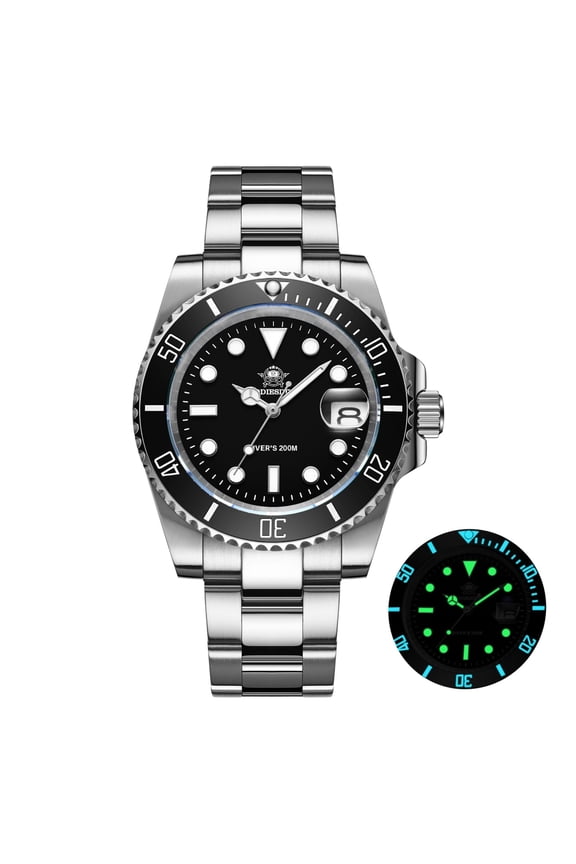 Men's Watch - Men's Dive Watch with Japan Quartz Movement, 200m Water Resistance, Luminous Dial for Men, 41mm Black Timepiece