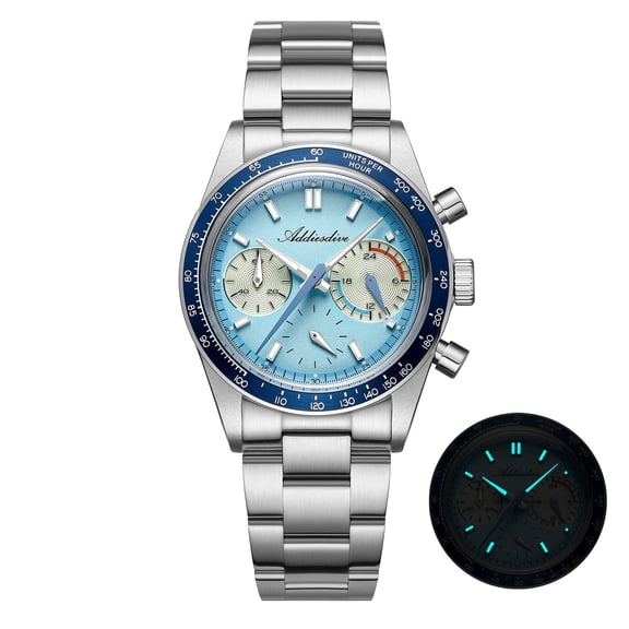 ADDIESDIVE Men's Watch, Racing Chronograph Dive Watch 100m Waterproof, Japanese Quartz Movement, Stainless Steel Analog Sport Watch for Men