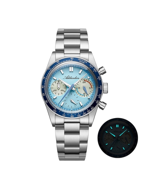 Men's Watch, Racing Chronograph Dive Watch 100m Waterproof, Japanese Quartz Movement, Stainless Steel Analog Sport Watch for Men