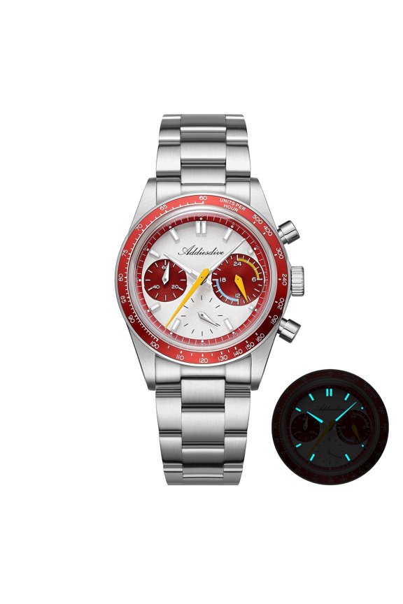 37mm Quartz Chronograph Dive Watch Japanese VK63 Movement 100m Waterproof Mens Sports Watch