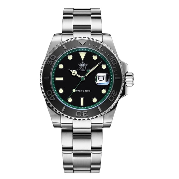 ADDIESDIVE Men's Watch Stainless Steel Analog Quartz Watch with Ceramic Bezel, 200M Water Resistant Dive Watch, Japanese Quartz Movement Men's Watch
