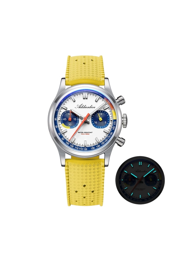 Men's Watch, Stylish Panda Dial Chronograph Watch VK64 Movement 316L Stainless Steel 100M Water Resistant Dive Watch Luminous Analog Quartz Watch for Men