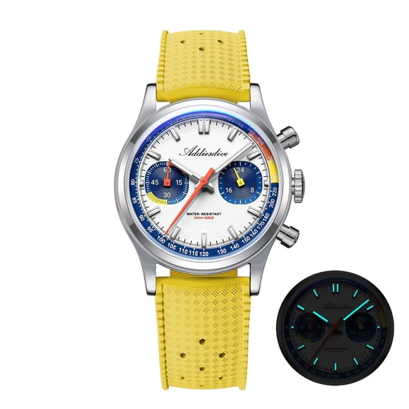 ADDIESDIVE Men's Watch, Stylish Panda Dial Chronograph Watch VK64 Movement 316L Stainless Steel 100M Water Resistant Dive Watch Luminous Analog Quartz Watch for Men