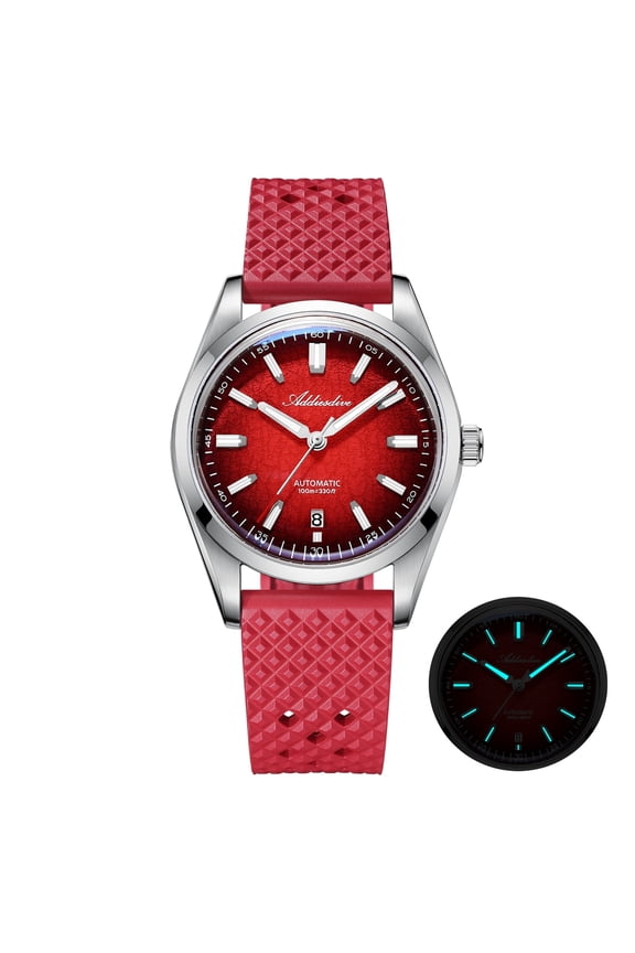 Mens Automatic Mechanical Watch - 39mm Japanese Movement, 100M Water Resistant Dive Watch with Date, Super Luminous BGW9 Blue Light, Fluoroelastomer Strap AD2531