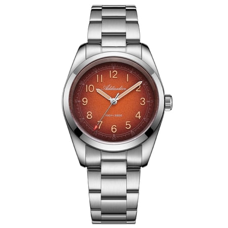 ADDIESDIVE Quartz Watches for Men Sapphire Crystal 100M Waterproof Luminous Stainless Steel 36mm Orange Dial