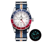 ADDIESDIVE Mens GMT Watch 39mm Swiss Quartz Dual Time Zone Stainless Steel Dive Watch K1 Bubble Mineral Crystal 200M Water Resistant Gift for Men