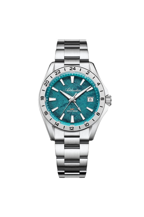 Swiss GMT Quartz Men's Watch for Travel & Business, Sapphire Crystal, 200m Waterproof, 38mm Stainless Steel, BGW9 Luminous & Date Window for Daily Wear