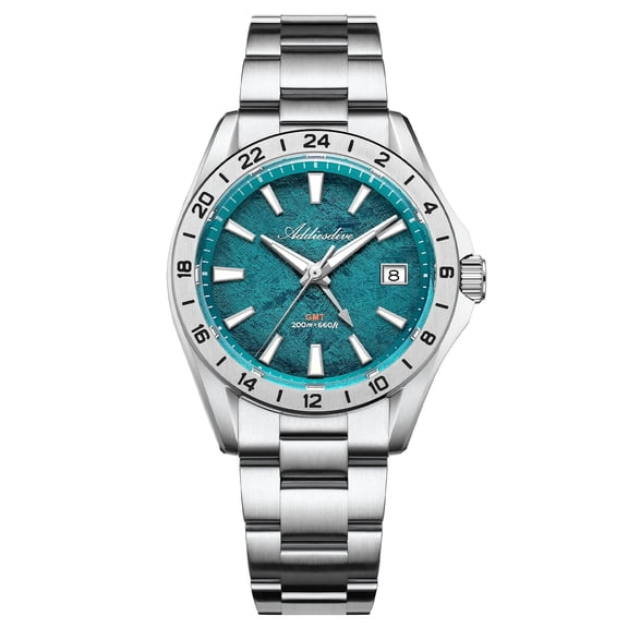 ADDIESDIVE Swiss GMT Quartz Men's Watch for Travel & Business, Sapphire Crystal, 200m Waterproof, 38mm Stainless Steel, BGW9 Luminous & Date Window for Daily Wear
