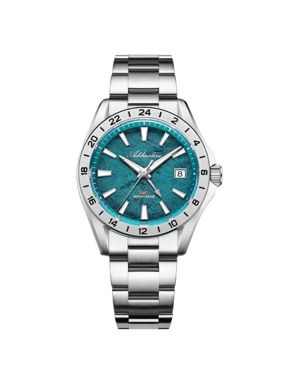 Swiss GMT Quartz Men's Watch for Travel & Business, Sapphire Crystal, 200m Waterproof, 38mm Stainless Steel, BGW9 Luminous Mens Calendar Wrist Watch
