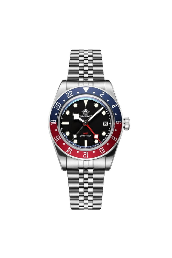Swiss GMT Watch for Men – 200M Diver’s Waterproof, Quartz Movement Watches,316L Stainless Steel,  BGW9 Super-LumiNova & Unidirectional Bezel