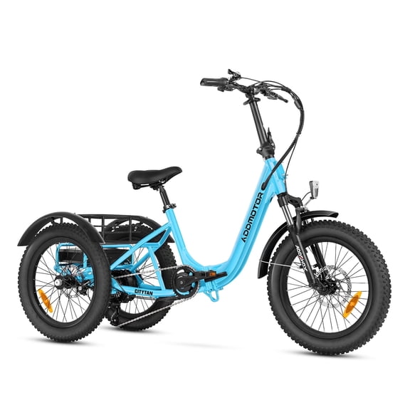 ADDMOTOR Citytan Folding Electric Trike for Adults, 65 Miles, 48V 13.5Ah Battery, 20 Mph, 500W Rear-Drive Motor E-Tricycle with Suspension, Differential, Parking Brake System, 20x3.0 Fat Tire