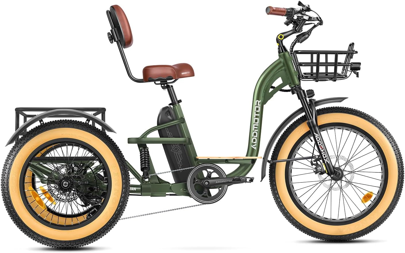 ADDMOTOR Electric Trike for Adults, 3 Wheel Electric Bicycle GRANDTAN X, 85Miles, 48V 20Ah UL Battery, 750W Rear Motor Step Through Electric Tricycle with Full Suspension