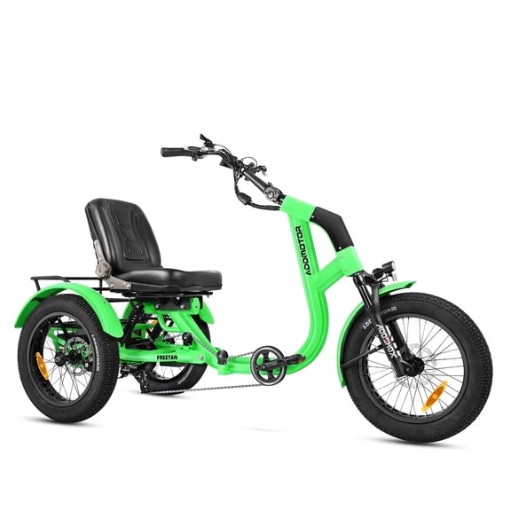 ADDMOTOR Freetan M-368X Electric Tricycle for Adults, Semi-Recumbent Etrike dual suspension, 85Mi 750W 960Wh 3 Wheel Electric Bike, Wider Seat Green