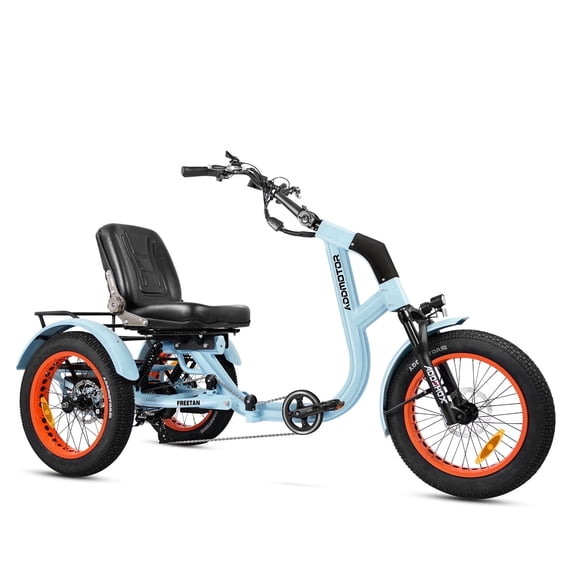 ADDMOTOR Freetan M-368X Electric Tricycle for Adults, Semi-Recumbent Etrike dual suspension, 85Mi 750W 960Wh 3 Wheel Electric Bike, Wider Seat Gulf Blue
