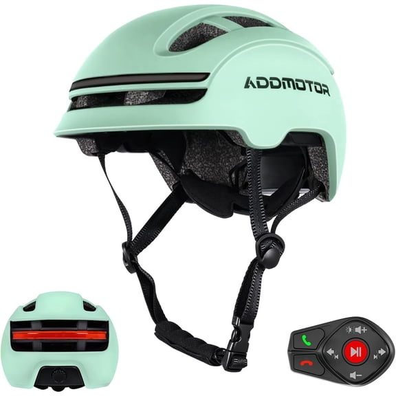 ADDMOTOR Smart Bike Helmet for Adults Men Women, Ebike Helmet with Bluetooth, Certified Helmet for Bicycle and Scooter with Built-in Speakers, Front & Rear LED Lights, iOS & Android App