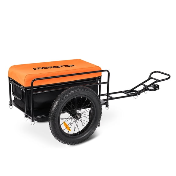 ADDMOTOR Trike Cargo Trailer w/ Universal Tow Bar, Reinforced Steel Tubing, Inside & Outside Rust Resistance Coating, Fat Tires Tricycles, Waterproof Bag for Standard Etricycle(2026 Version)