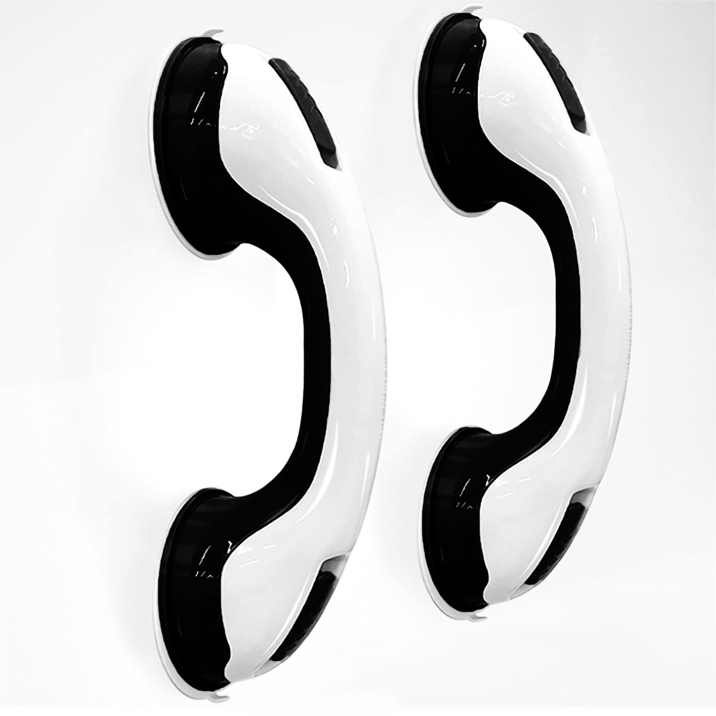 ADDOT Shower or Bathtub Suction Cup Handles, 2-Pack, 12-inches - Safety Support Grab Bars for Elderly, Seniors, Disabled, Handicapped - Bathroom, Bathtub, Shower, Toilet Accessories (Black)