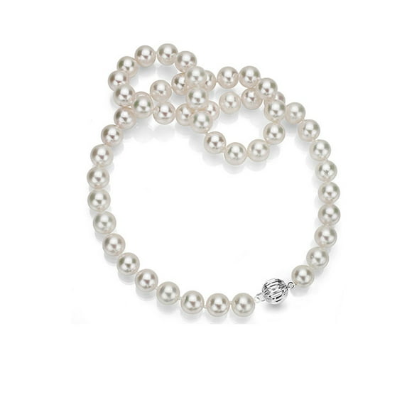 ADDURN 10-11mm White Genuine Cultured Freshwater Pearl 18" Necklace and Sterling Silver Ball Clasp