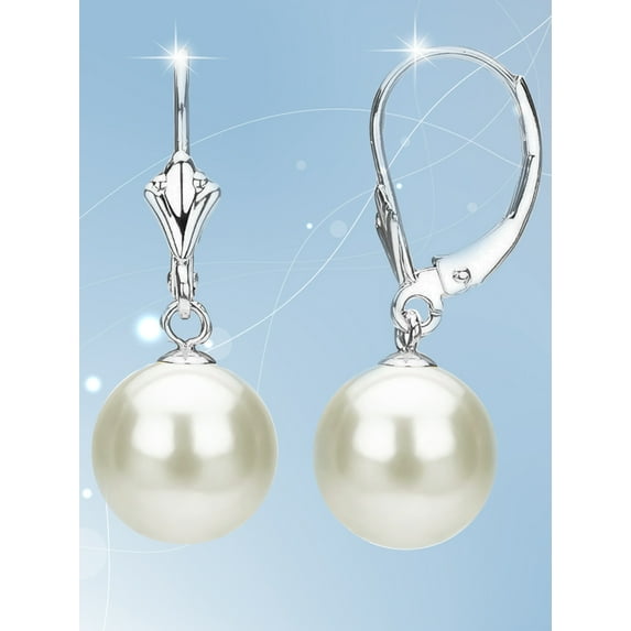ADDURN 14Kt White Gold White Freshwater Pearl Lever-Back Earring