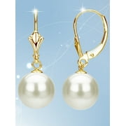 ADDURN 14Kt Yellow Gold White Freshwater Pearl Lever-Back Earring