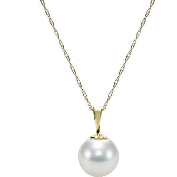 ADDURN 14kt Gold 8-8.5mm Akoya Pearl/Flower/18" 9R Chain Pendant