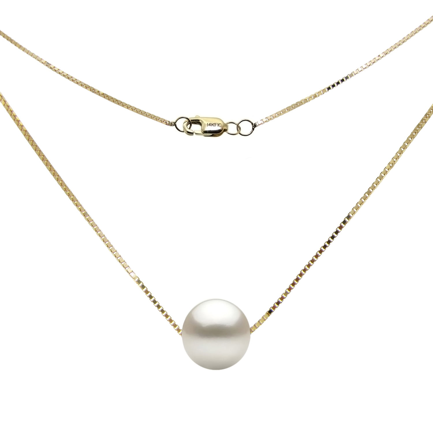 ADDURN 14kt Gold 9-10mm Freshwater Pearl/1.25mm Box Chain 17" Swivel Necklace