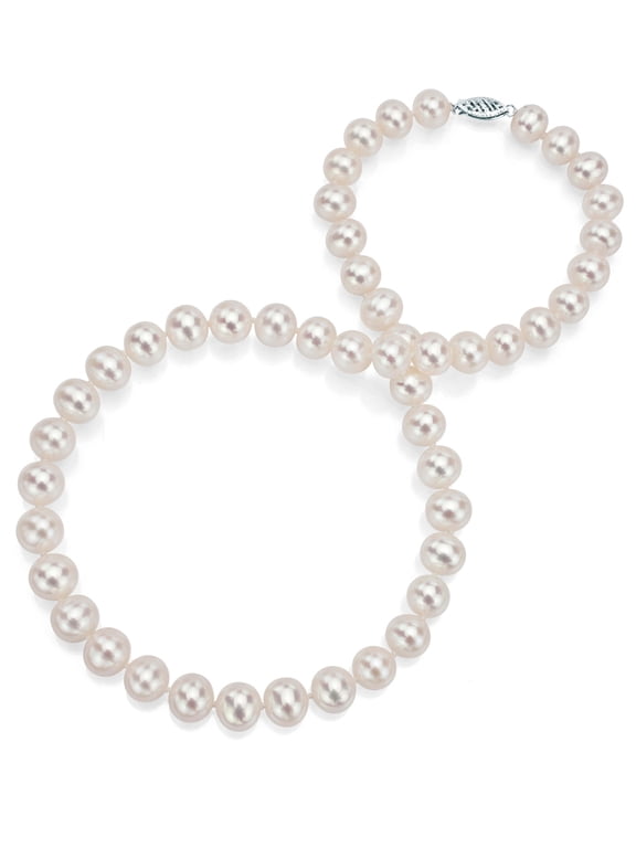 18kt White Gold 5-6mm Freshwater White Pearl 22" Women Jewelry Necklace
