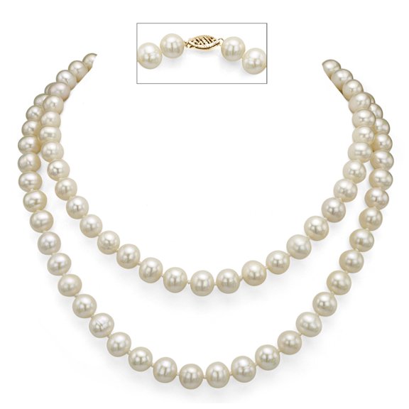 ADDURN 18kt Yellow Gold 5-6mm Freshwater White Pearl Women Jewelry Necklace