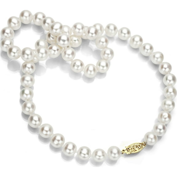 ADDURN 18kt Yellow Gold 7-8mm Freshwater White Pearl Women Jewelry Necklace