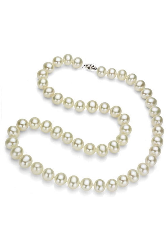 6-7mm White Freshwater Pearl Necklace with Sterling Silver Fishhook Clasp, 18"
